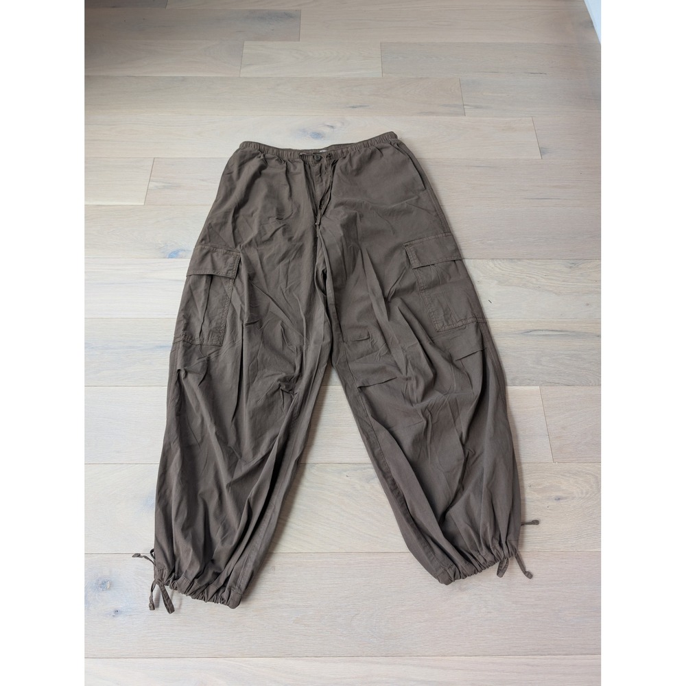 American Eagle Brown Cargo Parachute Pants Baggy Utility Y2K Size M - Picture 3 of 12